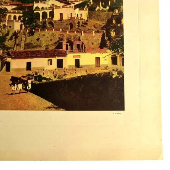 Scenic Mexico No. 2 Lithograph – Taxco Hillside by Henry Heesch, Vintage Print - Picture 4 of 5